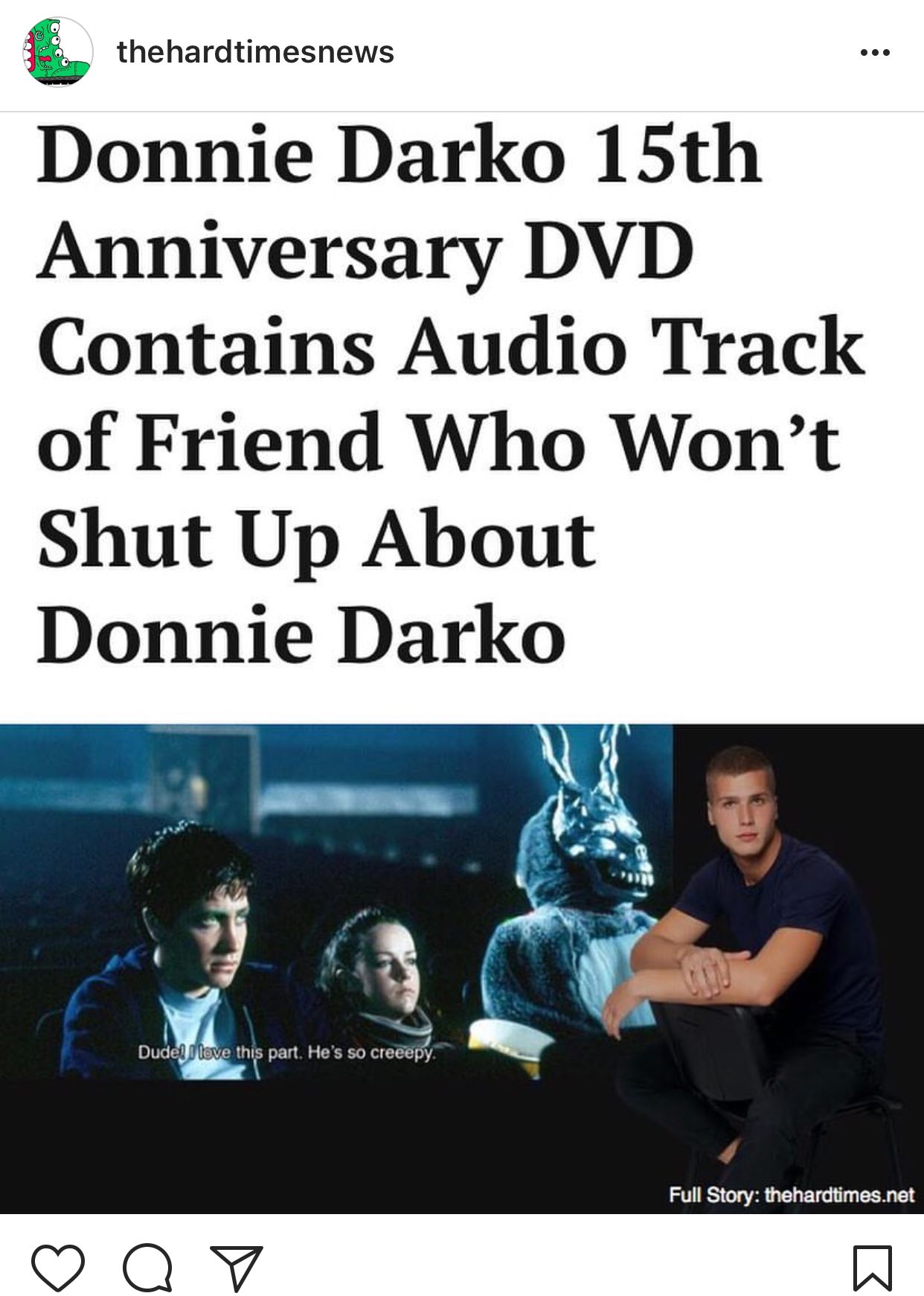 human behavior - thehardtimesnews Donnie Darko 15th Anniversary Dvd Contains Audio Track of Friend Who Won't Shut Up About Donnie Darko Dudel I love this part. He's so creeepy Full Story thehardtimes.net oo