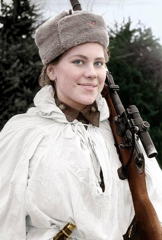 Roza Georgiyevna Shanina was one of the best Soviet snipers, credited with 59 confirmed kills, 1943.