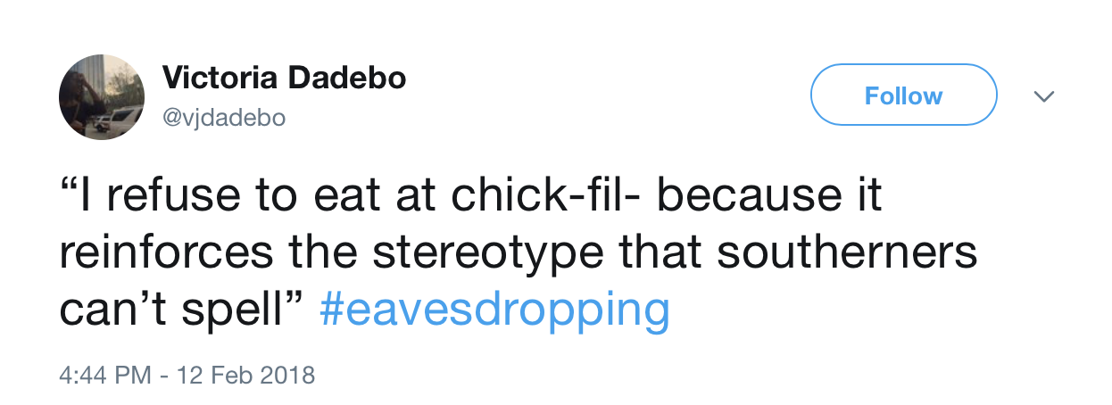 kevin hart 2009 2010 tweets - Victoria Dadebo v "I refuse to eat at chickfil because it reinforces the stereotype that southerners can't spell