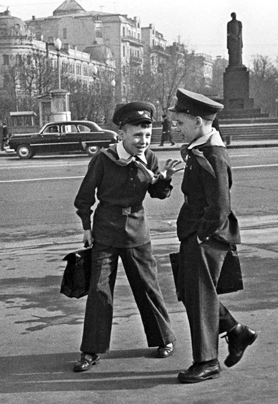 Russian children in their school uniform, 1961.