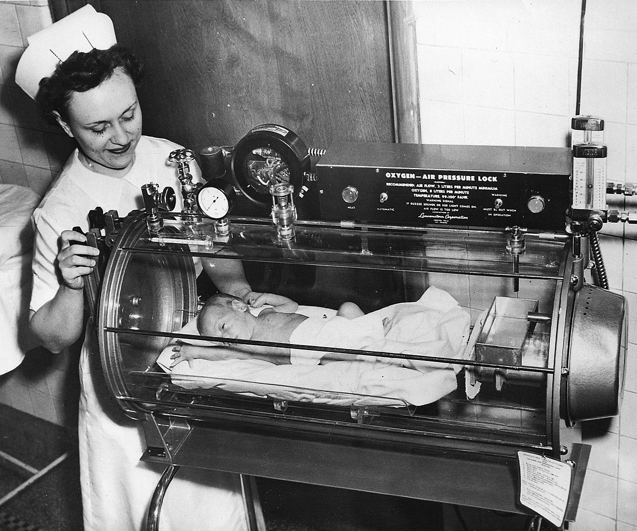 An incubator for newborn babies in 1952.