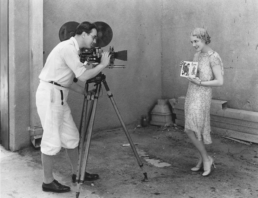 Showing a movie camera in 1920.