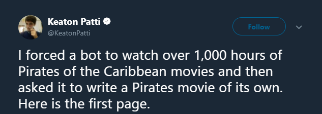 Guy Feeds A Bot With 1k Hours of Pirates Of The Caribbean And Makes It Write A New One