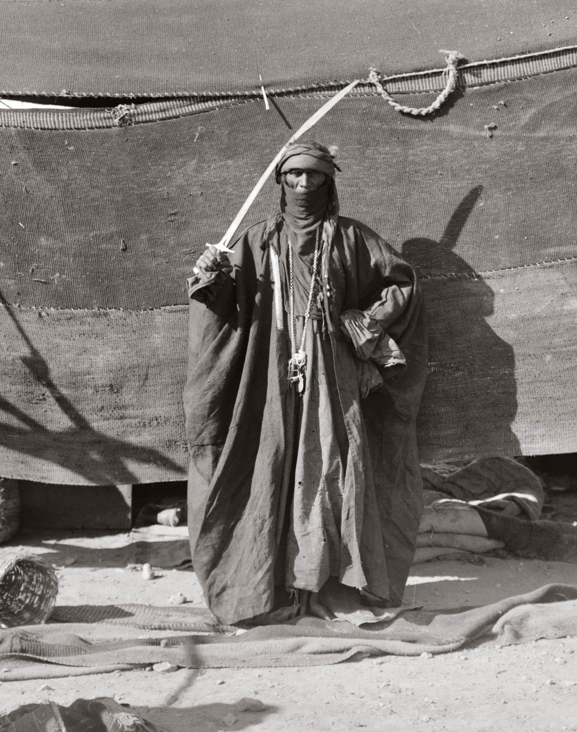 A Bedouin warrior in Saudi Arabia, 1906.