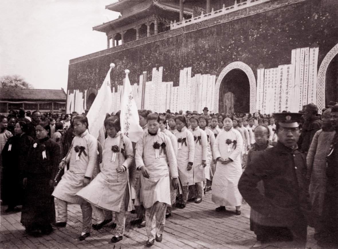 Women protesting the right to vote in Beijing, China in 1909.