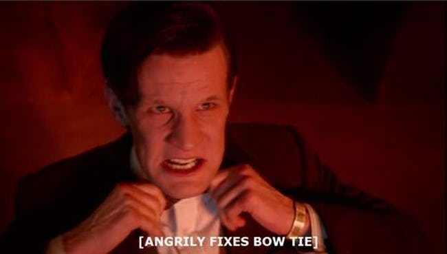 funny movie subtitles - Angrily Fixes Bow Tie
