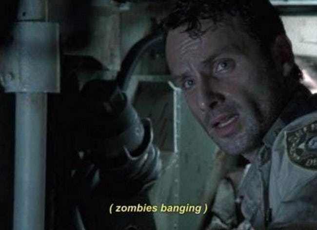 closed captioning funny - zombies banging
