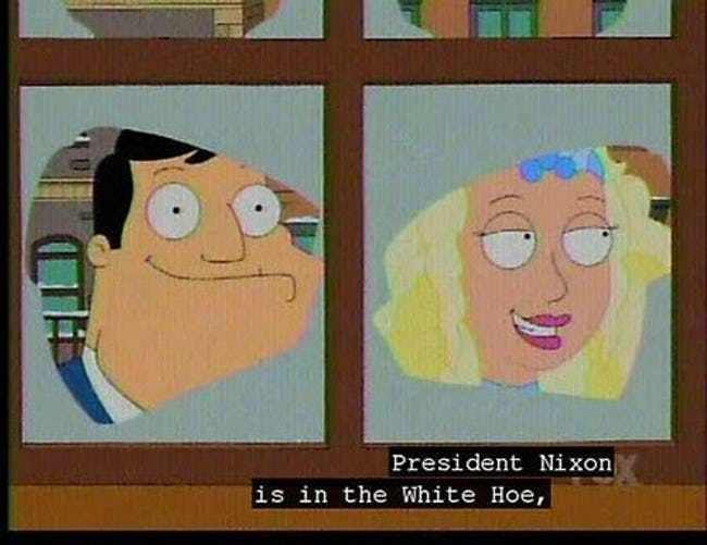 closed caption white - President Nixon is in the White Hoe,