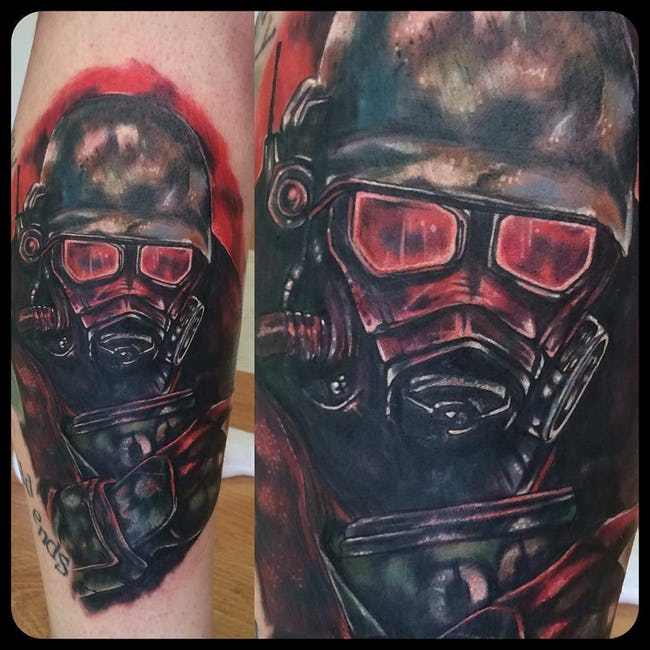 Fallout Gaming Tattoos  - fallout 4 gas mask tattoo - ends