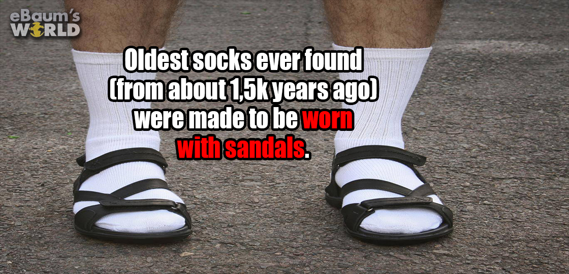 funny - eBaum's World Oldest socks ever found from about years ago were made to be worn with sandals.