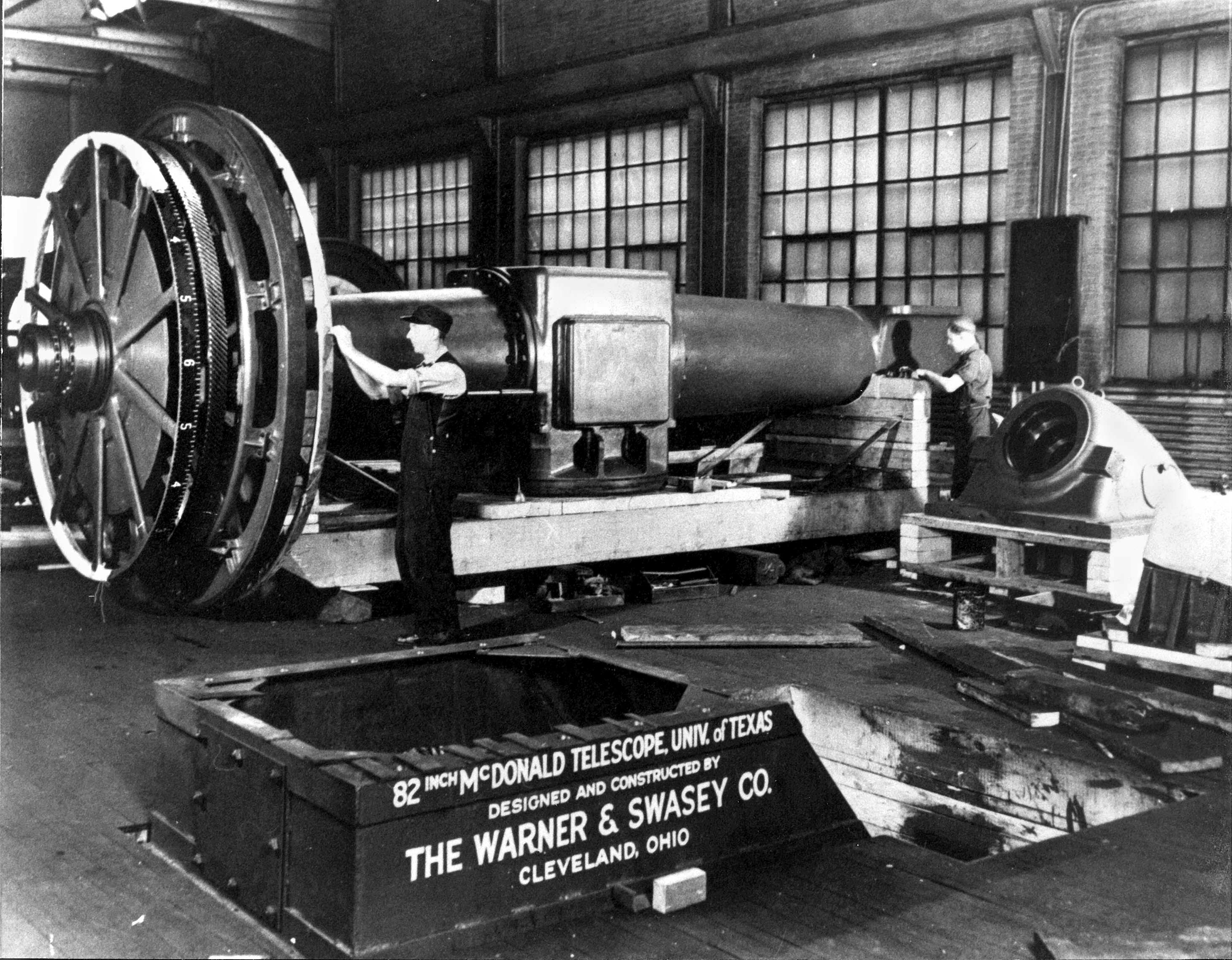 Building the Struve Telescope at the McDonald Observatory at the University of Texas, US in 1935.