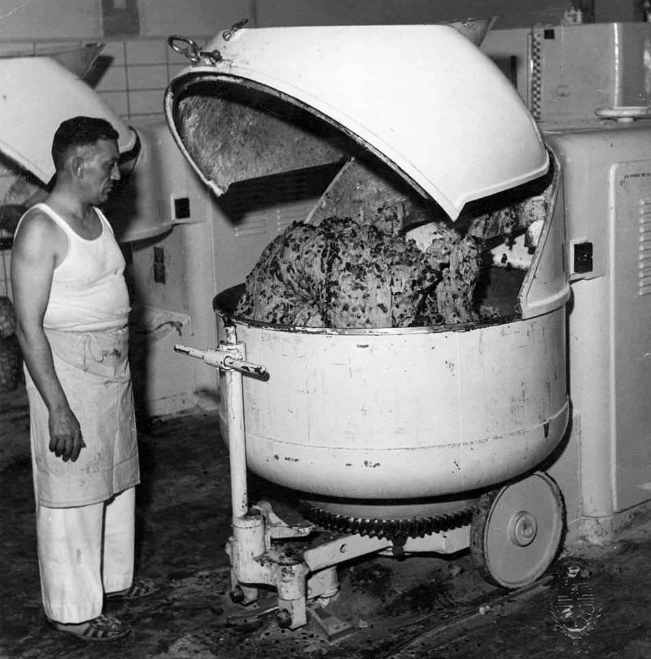 A man makes sweet bread in Buenos Aires, Argentina in 1954.