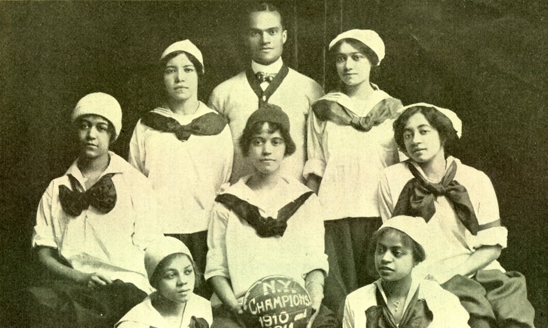 A black women championship basketball team in NYC, US in 1914.