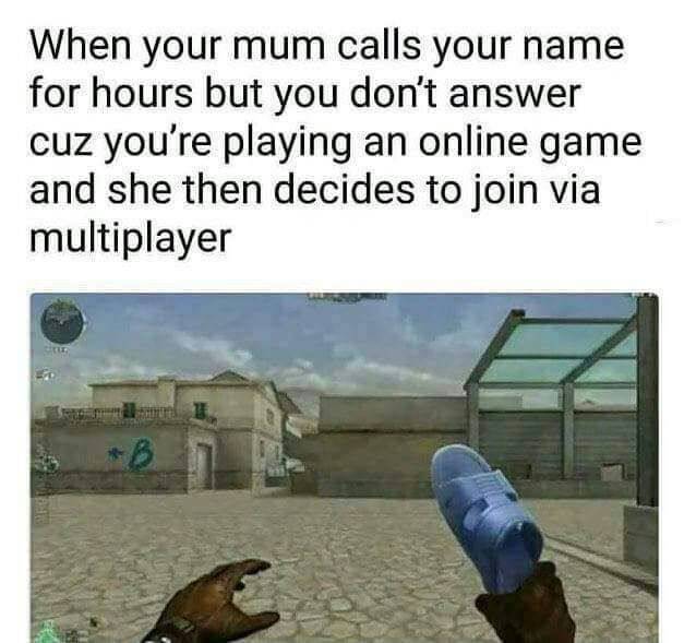 your mom calls memes - When your mum calls your name for hours but you don't answer cuz you're playing an online game and she then decides to join via multiplayer Sed