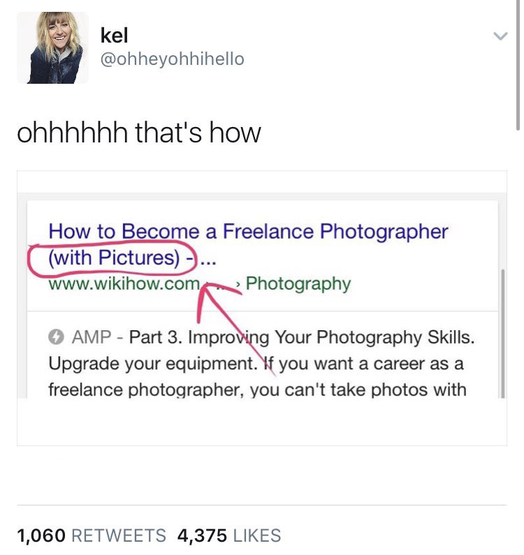 funny tweet document - kel ohhhhhh that's how How to Become a Freelance Photographer with Pictures ... Photography Amp Part 3. Improving Your Photography Skills. Upgrade your equipment. If you want a career as a freelance photographer, you can't take phot
