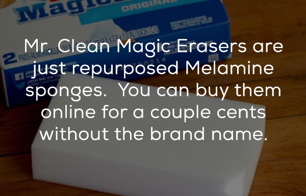 plastic - Original Magu 2POS Plus Mr. Clean Magic Erasers are just repurposed Melamine sponges. You can buy them online for a couple cents without the brand name.