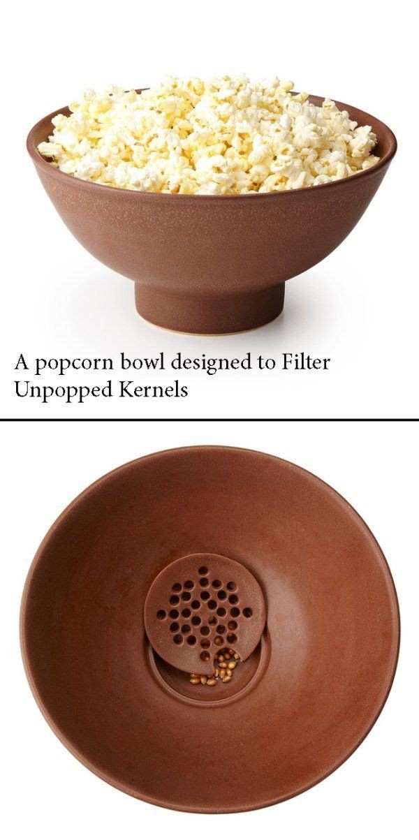 bowl popcorn - A popcorn bowl designed to Filter Unpopped Kernels