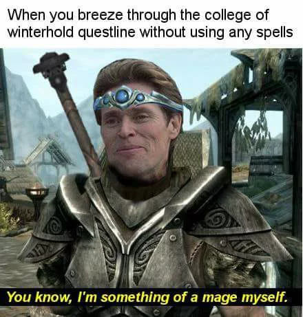 skyrim meme - When you breeze through the college of winterhold questline without using any spells You know, I'm something of a mage myself.