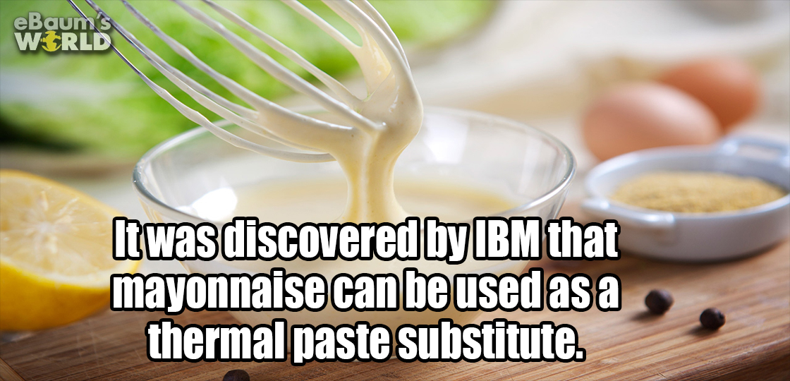 vegetarian food - eBaums World Itwas discovered by Ibm that mayonnaise can be used as a thermal paste substitute.