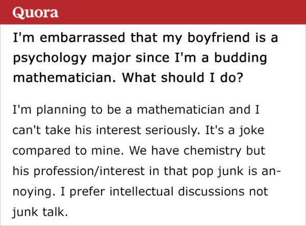 Mathematician Embarrassed Her BF Is Simple Psychology Major Gets Schooled By An Actual Scientist