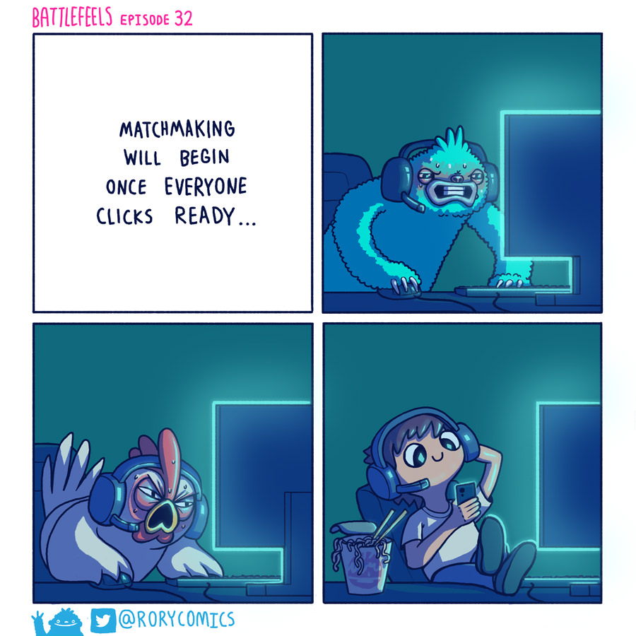 streamer sloth comics - Battlefeels Episode 32 Matchmaking Will Begin Once Everyone Clicks Ready... Y y
