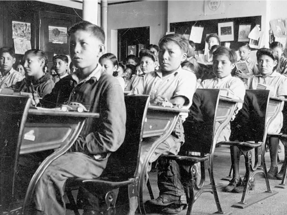 Native Blackfoot Indians in a school on their reservation in Alberta, Canada in 1904. Some Native American tribes were in some cases wiped out in North America by diseases and wars. With other tribes, their total population were drastically reduced. The US and Canada has had many ugly moments when their governments would takeover lands, subjugate the people, enforce expulsion from their lands, and even large massacres of Native Americans throughout its history (the massacres mostly occurring in US conflicts however). Then, to "culture" the Natives, they forced them into schooling programs, proper modern dress and living arrangements, and other ways that destroyed the Native American heritage. For example, in this school pictured, the children would be required to speak English only and wear nothing from their native culture. The Blackfoot tribes themselves were oppressed from both the US and Canada, with even a bloody massacre at the hands of US troops in when 173 women, children and elderly were slaughtered in 1870. Only 1 US soldier died, but it was from complications of breaking his leg when he fell from his horse. This is one of the only massacres involving Native Americans that virtually had zero US soldier casualties, showing that group clearly was of no threat.