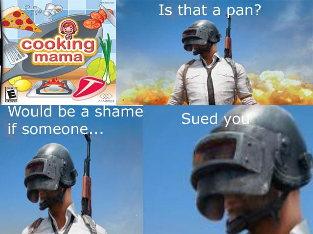 bicycle helmet - Is that a pan? cooking mama Would be a shame if someone... Sued you