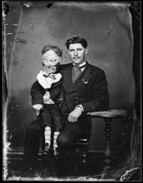 creepy historical photos - ventriloquist dummies