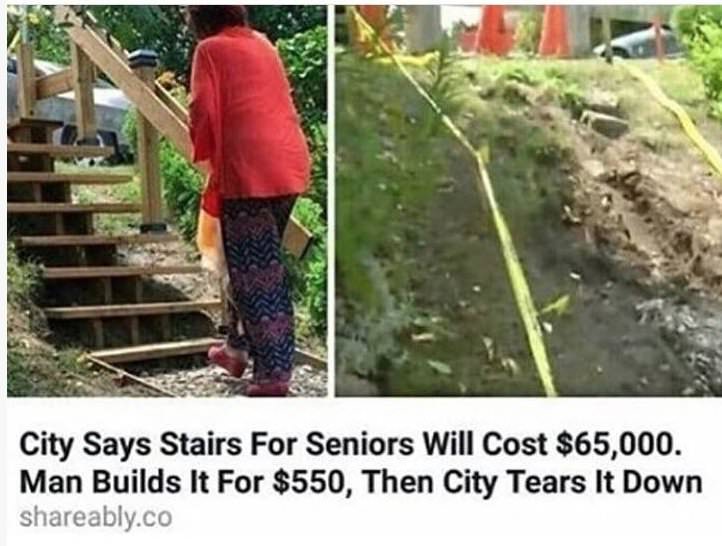 city says stairs for seniors will cost 65000 - City Says Stairs For Seniors Will Cost $65,000. Man Builds It For $550, Then City Tears It Down ably.co