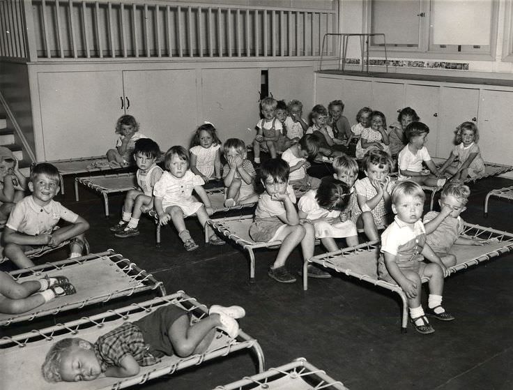 Sleeping arrangements for children of Migrant workers in Australia in 1950.