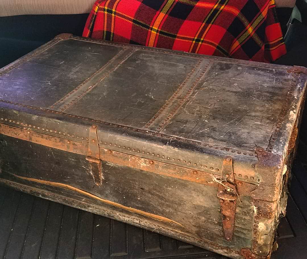We bought an old trunk for £25 from a junk shop - we used it as a