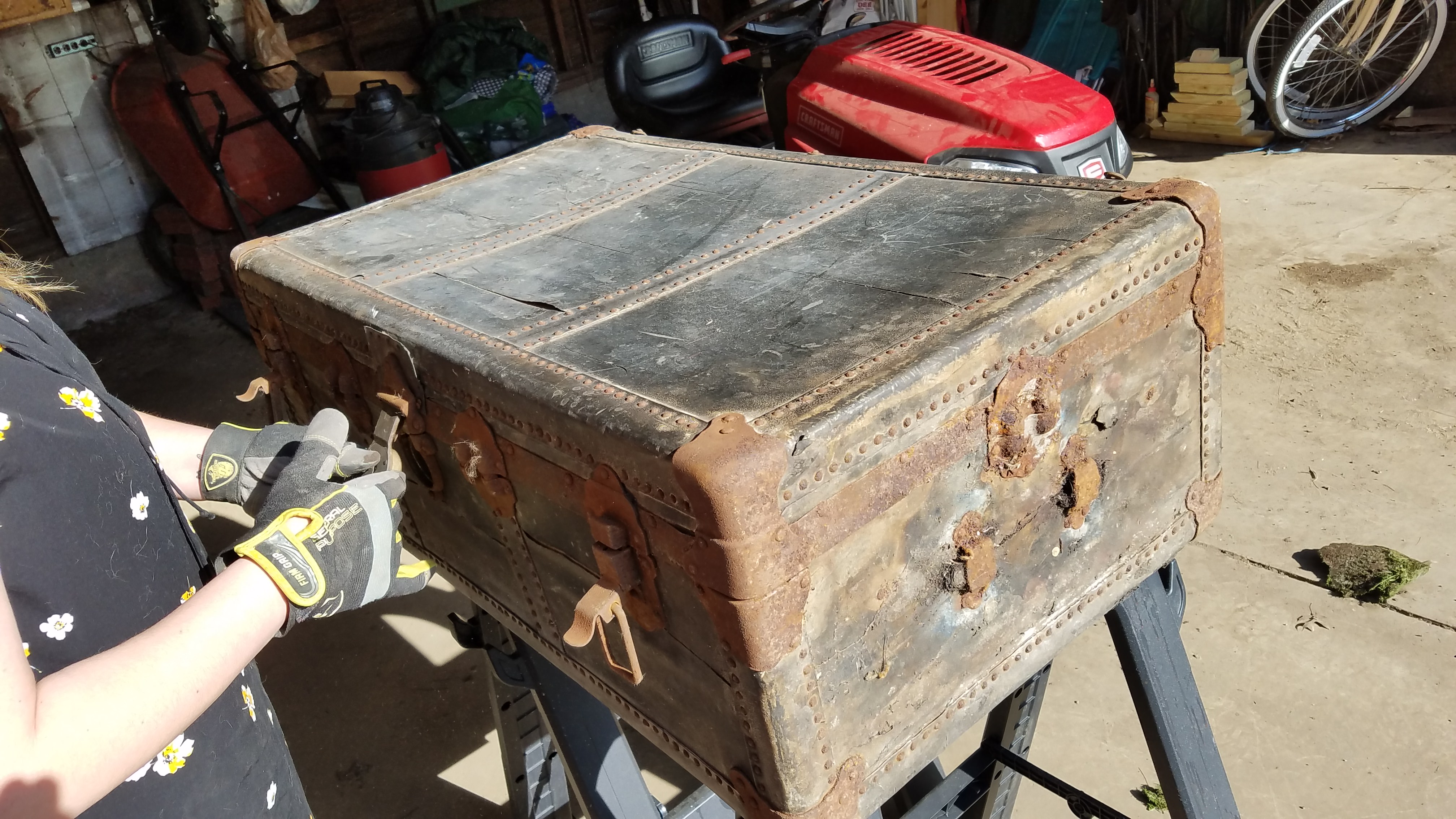 We bought an old trunk for £25 from a junk shop - we used it as a