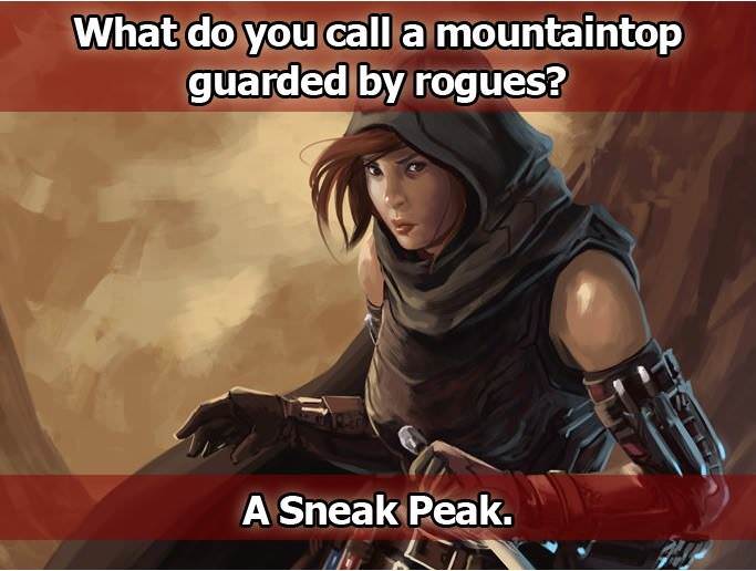 memes - d&d puns - What do you call a mountaintop guarded by rogues? A Sneak Peak.
