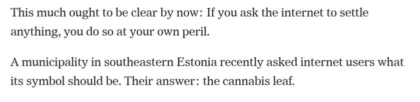 Estonian Town Gets Marijuana As Its Emblem And Blames The Internet For It!