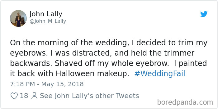 book spines facing backwards - John Lally On the morning of the wedding, I decided to trim my eyebrows. I was distracted, and held the trimmer backwards. Shaved off my whole eyebrow. I painted it back with Halloween makeup. Fail 18 8 See John Lally's othe