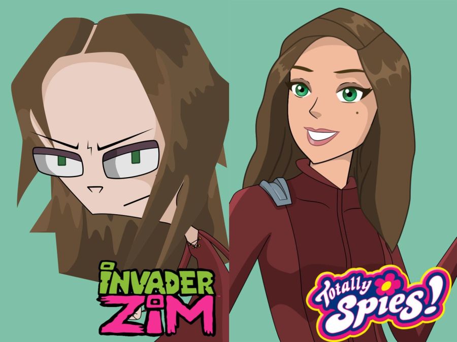a drawing by artist sam skinner in the style of  invader zim and totally spies