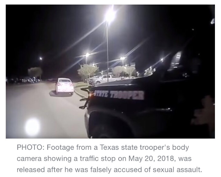 In response to her claims, the Texas Department of Public Safety said it immediately checked footage from the trooper's dashboard and body cameras and then presented the video to the Ellis County and District Attorney's Office for review. On Tuesday, they released nearly two hours of video captured by Hubbard's body camera that contradicts Dixon-Cole's allegations. "Following the arrest, spurious and false accusations related to this traffic stop were made against the Texas trooper," the Texas Department of Public Safety said in a statement. "The video shows absolutely no evidence to support the egregious and unsubstantiated accusations against the trooper during the DWI arrest of the suspect. The department is appalled that anyone would make such a despicable, slanderous and false accusation against a peace officer who willingly risks his life every day to protect and serve the public."