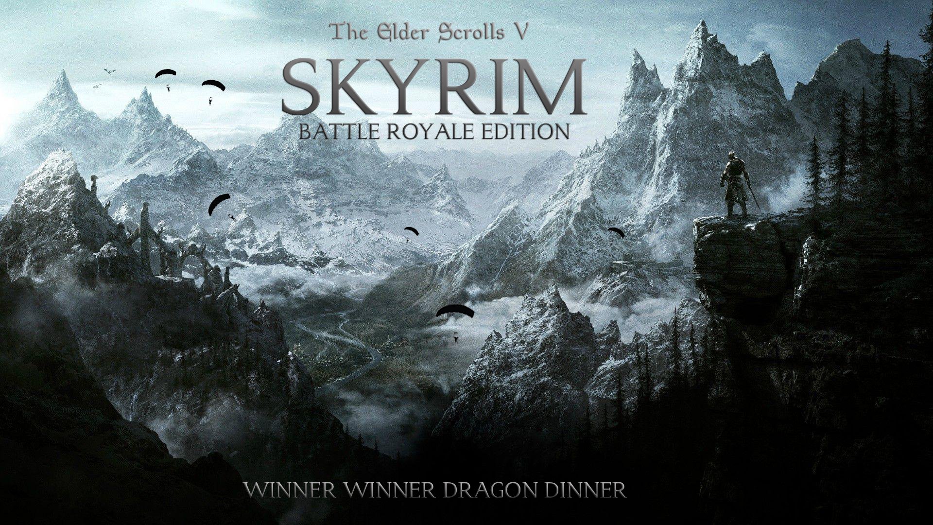 fondo de pantalla skyrim - The Elder Scrolls V fi Skyrim Battle Royale Edition Winner Winner Dragon Dinner