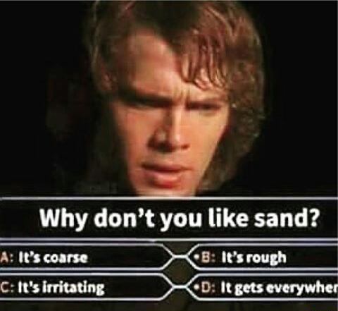 memes - don t like it meme - Why don't you sand? A It's coarse B It's rough C It's irritating D It gets everywher