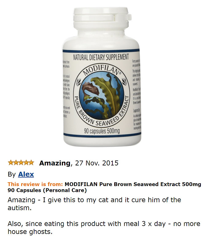 amazon reviews -  Dietary supplement - Natural Dietary Supplement Pong Odifilan Te let ad 157 Pure Br Tract tes Un Seawee 90 capsules 500mg Amazing, 27 Nov. 2015 By Alex This review is from Modifilan Pure Brown Seaweed Extract 500mg 90 Capsules Personal C