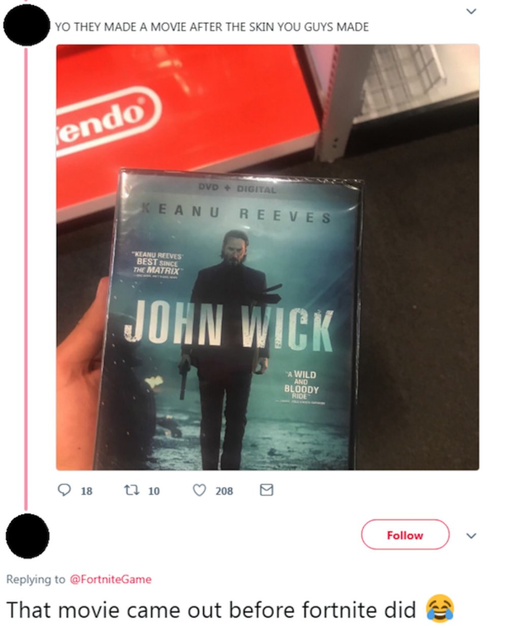 display advertising - Yo They Made A Movie After The Skin You Guys Made lendo Dvd Digital Keanu Reeves "Keanu Reeves Best Since The Matrix John Wick "A Wild And Bloody Ride 9 18 17 10 2080 u That movie came out before fortnite did
