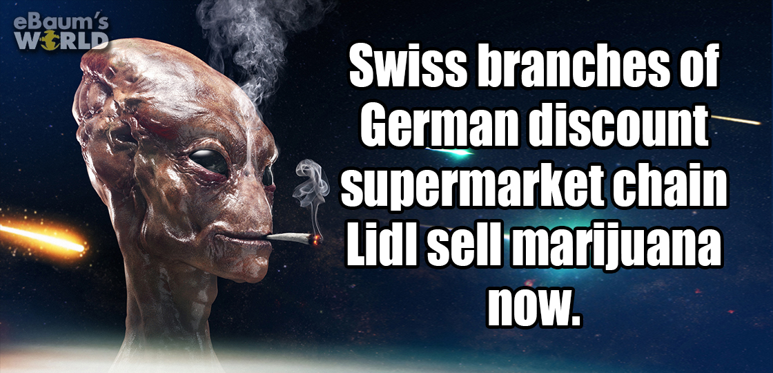 photo caption - eBaum's World Swiss branches of German discount supermarket chain Lidl sell marijuana now.