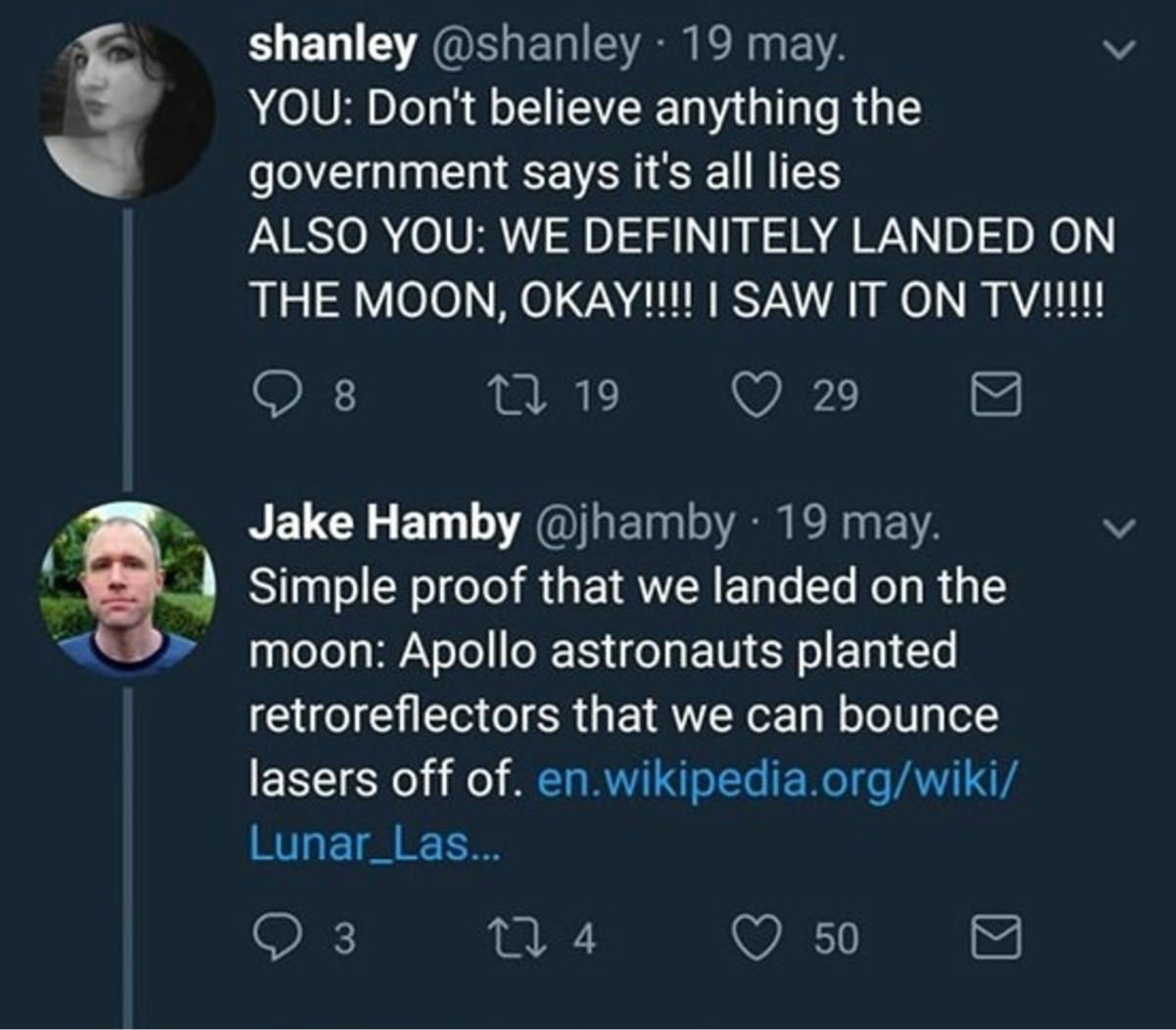 atmosphere - shanley 19 may. You Don't believe anything the government says it's all lies Also You We Definitely Landed On The Moon, Okay!!!! I Saw It On Tv!!!!! 8 17 19 29 Jake Hamby 19 may. Simple proof that we landed on the moon Apollo astronauts plant
