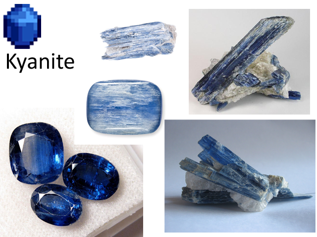 "Kyanite - The geometric faces are as smooth as glass."