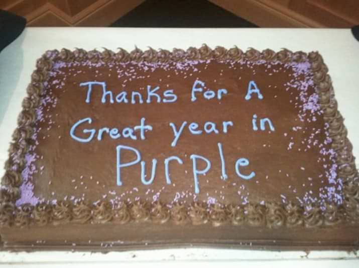 Why was the year in purple?