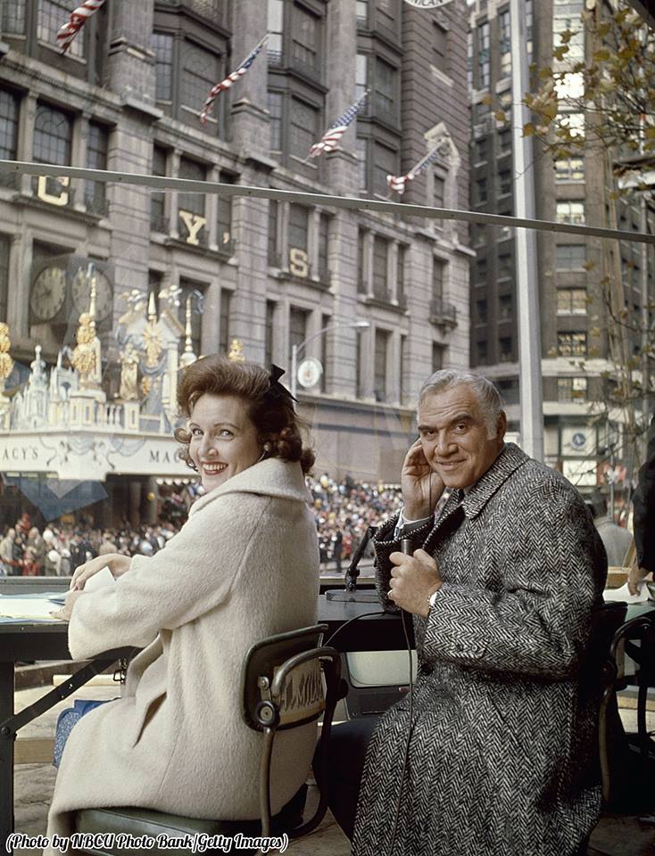 Betty White and Lorne Greene hosting the 1965 Macy's Thanksgiving Day Parade.