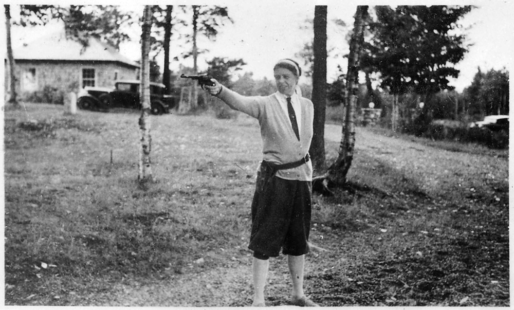 Eleanor Roosevelt with the .22 Smith and Wesson she frequently carried in lieu of secret service protection.