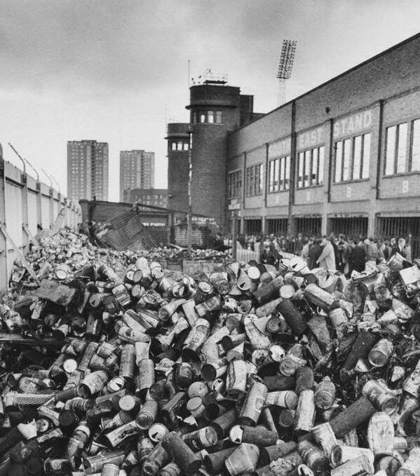 The aftermath of the 1969 Scottish Cup final between Celtic and Rangers.