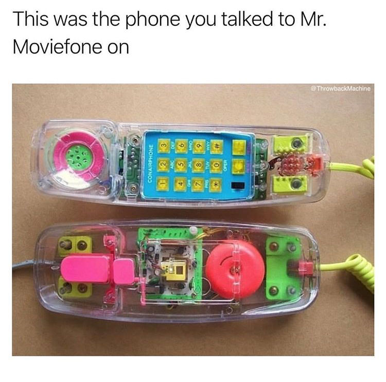 90s girl phone - This was the phone you talked to Mr. Moviefone on Throwback Machine Conairphone