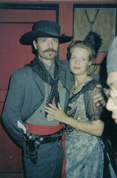 Michael Biehn takes a picture with an extra while filming Tombstone in 1994.